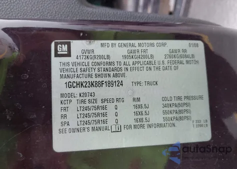 2008 Chevrolet Silverado 2500Hd Lt1 z USA, uszkodzony, nr VIN 1GCHK23K88F189124